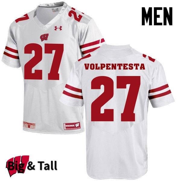 Wisconsin Badgers Men's #20 Cristian Volpentesta NCAA Under Armour Authentic White Big & Tall College Stitched Football Jersey GX40C20TJ